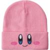 image:imageKirby Smiling Face Pink Cuffed Plain Skull Acrylic Knitted Embroidered Logo Beanie Hat