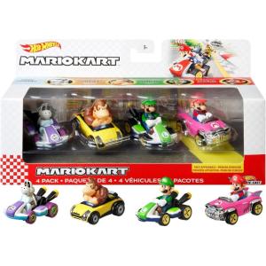 image:imageHot Wheels Mario Kart Vehicle 4Pack Set of 4 FanFavorite Characters Includes 1 Exclusive Model Collectible Gift for Kids amp Fans Ages 3 Years Old amp Up4Pk 1 Mario